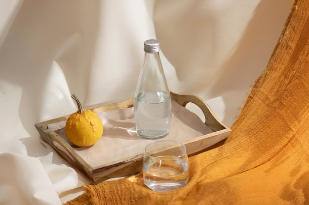 Free photo beautiful still life arrangement with water