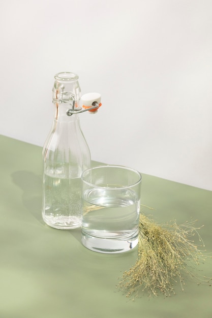 Beautiful still life arrangement with water