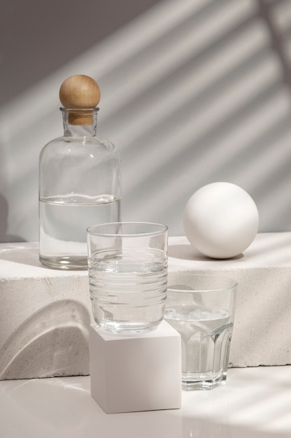 Beautiful still life arrangement with water