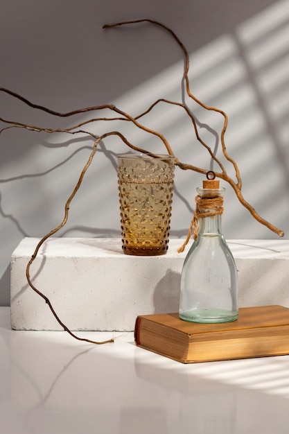 Beautiful still life arrangement with water