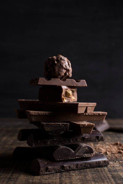 Beautiful still life with chocolate concept