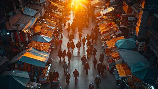 Free Photo beautiful street market at sunset