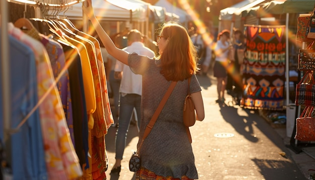 Free photo beautiful street market at sunset