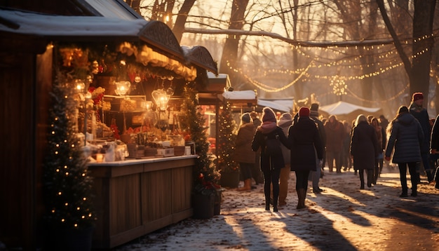 Free Photo beautiful street market at sunset