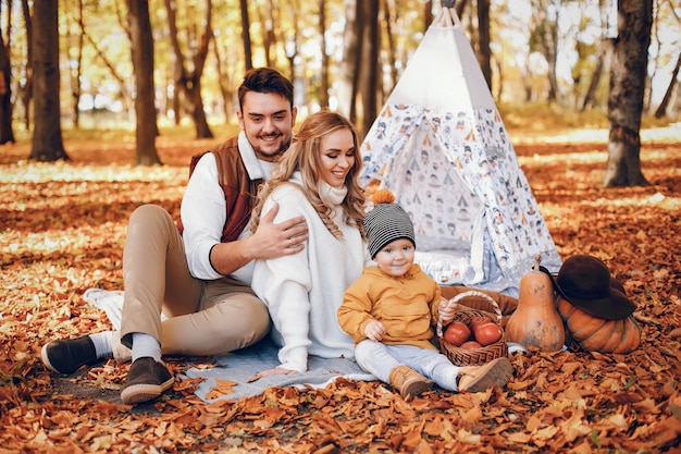 Free photo beautiful and stylish family in a park