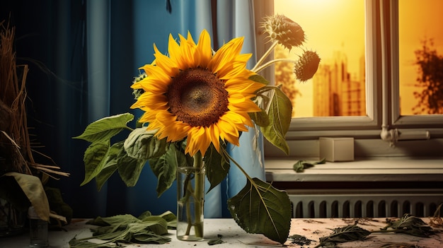 Free Photo beautiful sunflower indoors