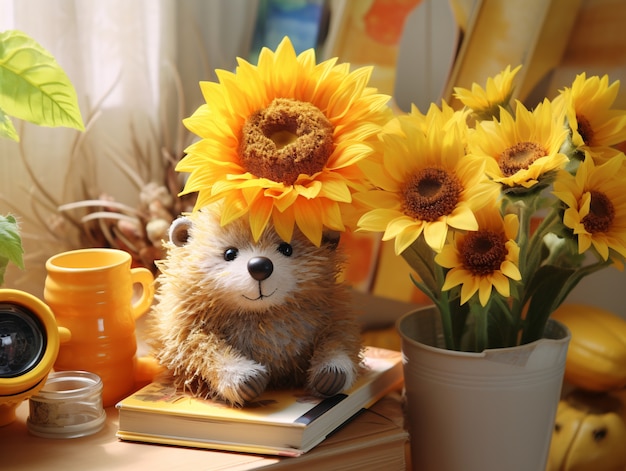 Free Photo beautiful sunflowers indoors