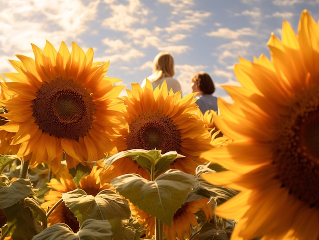 Beautiful sunflowers in nature