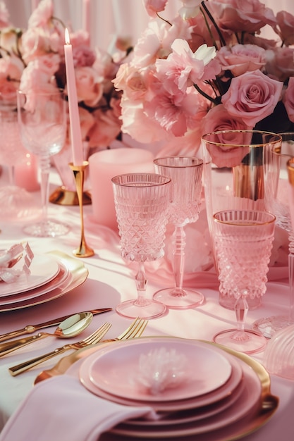 Free Photo beautiful table arrangement with roses