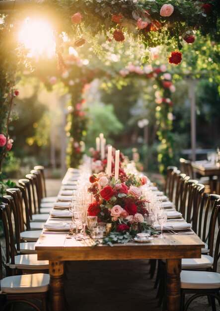 Beautiful table arrangement with roses