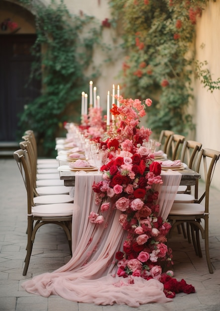 Beautiful table arrangement with roses