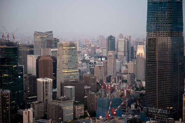 Beautiful tall buildings high angle