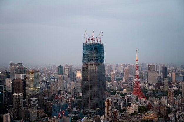 Beautiful tall buildings high angle