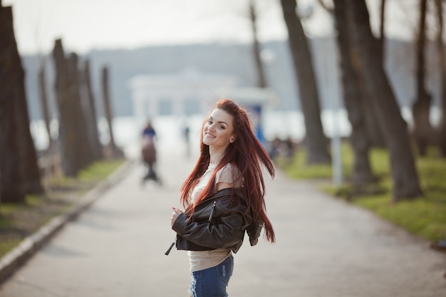 Free photo beautiful teenage student walking