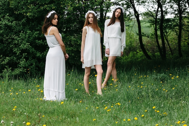 Free photo beautiful teenagers posing in the field