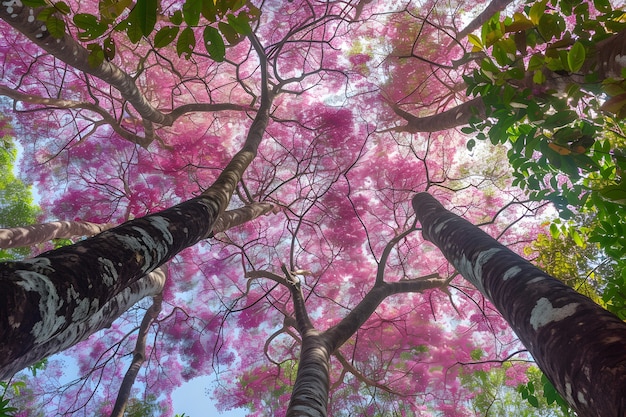 Free photo beautiful tree canopy perspective with nature landscape