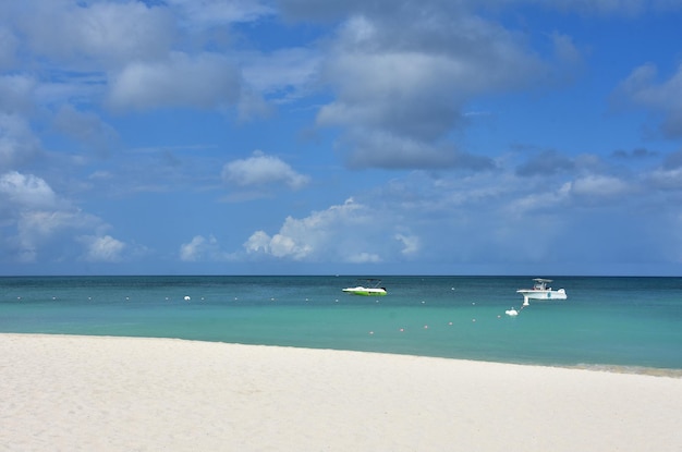 Beautiful turquoise waters off of a white sand beach in Aruba