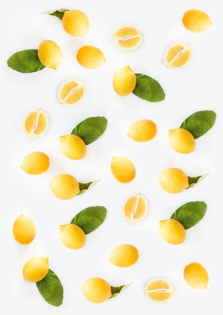 Beautiful vertical illustration of lemons with white background