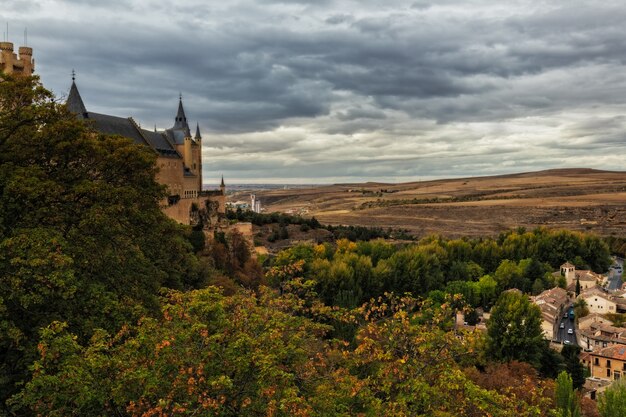 Beautiful view of the Alcazar Castle in Segovia, Spain