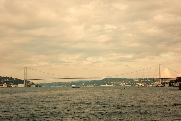 Beautiful view of the Bosphorus the Bosphorus Bridge which connects Asian and European sides of Istanbul Bosphorus bridge in Istanbul Turkey connecting Asia and Europe