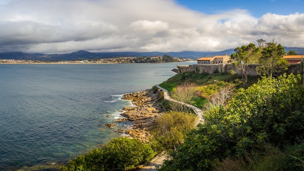 Beautiful view of the calm sea near the Bayona municipality in Spain