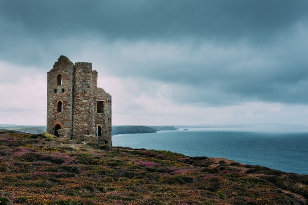 Beautiful view of Cornwall coast and old tin mine England UK near St Agnes Beacon