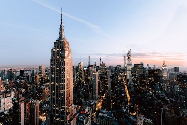 Beautiful view of the Empire States and skyscrapers in New York City