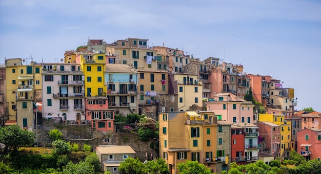 Beautiful view of the famous corniglia village in cinque terre national park in italy