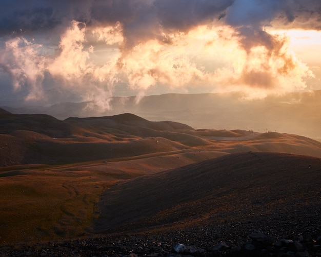 Beautiful view from Erciyes mountains in Kayseri Turkey