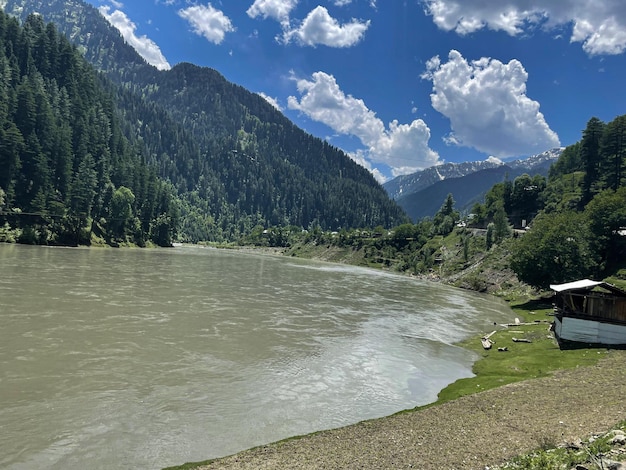 Beautiful view of rice fields in the lush green Leepa Valley Kashmir Pakistan