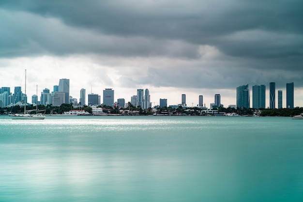 Free Photo beautiful view of tall buildings and boats in south beach, miami, florida