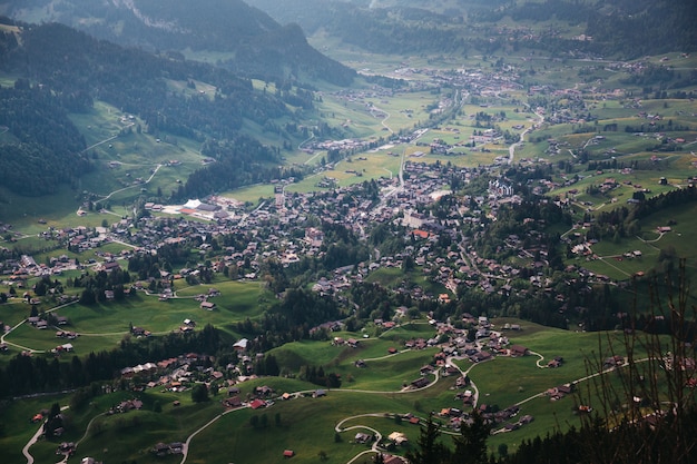 Beautiful village among the mountains in Switzerland