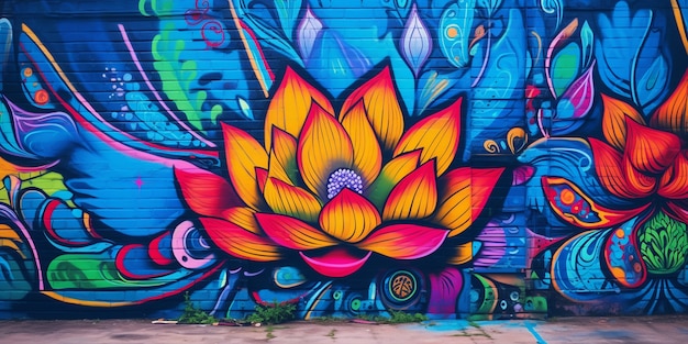 Free photo beautiful water lily graffiti