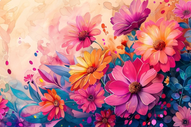 Beautiful watercolor floral arrangement