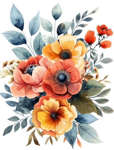 Free photo beautiful watercolor floral arrangement