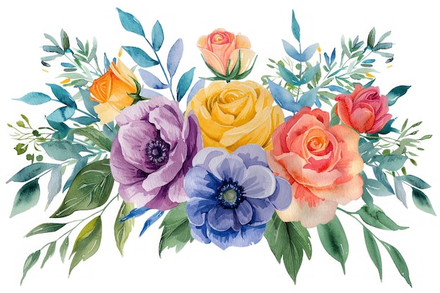 Free photo beautiful watercolor floral arrangement