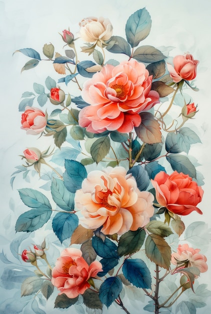 Beautiful watercolor floral arrangement