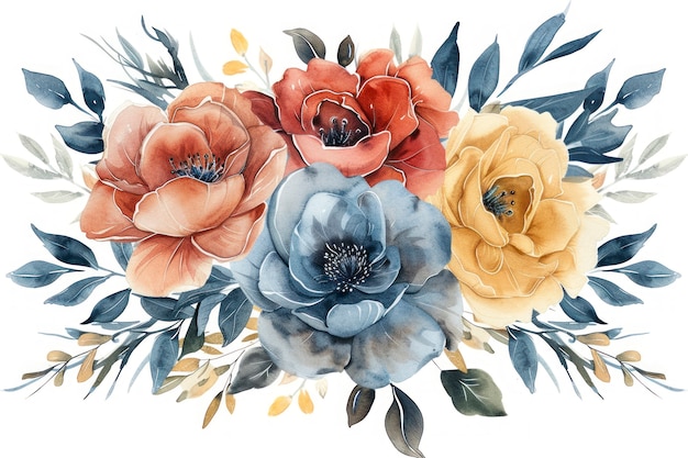 Free photo beautiful watercolor floral arrangement