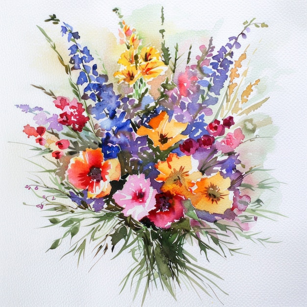 Free photo beautiful watercolor floral arrangement