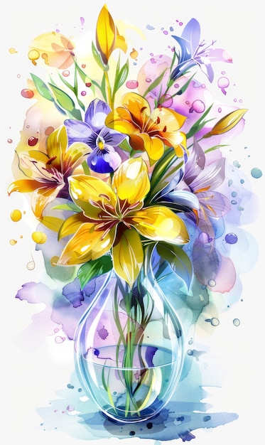 Free Photo beautiful watercolor floral arrangement