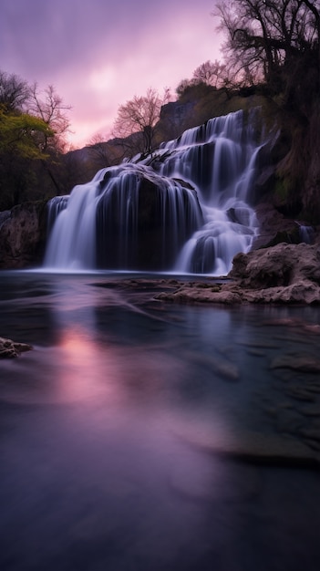 Free Photo beautiful waterfall  landscape