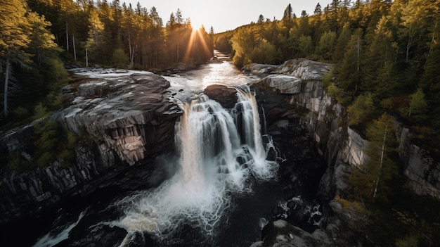 Free Photo beautiful waterfall  landscape