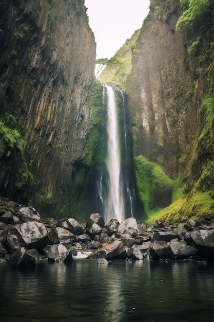 Free Photo beautiful waterfall  landscape