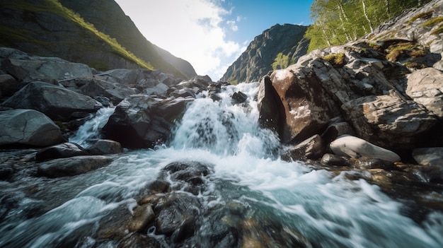 Free Photo beautiful waterfall  landscape