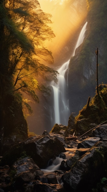 Free photo beautiful waterfall  landscape