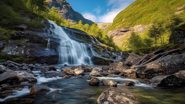 Free Photo beautiful waterfall  landscape