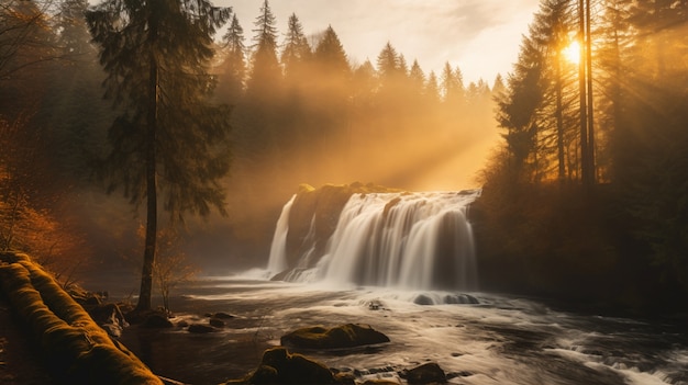 Free Photo beautiful waterfall  landscape