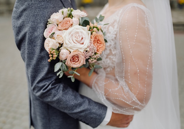 Beautiful wedding bouquet of flowers