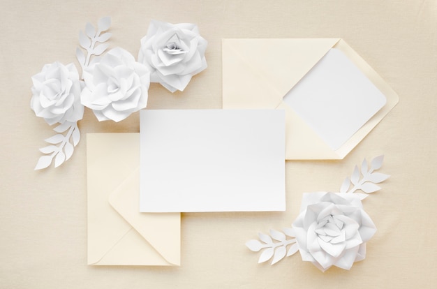 Beautiful wedding invitation flat lay