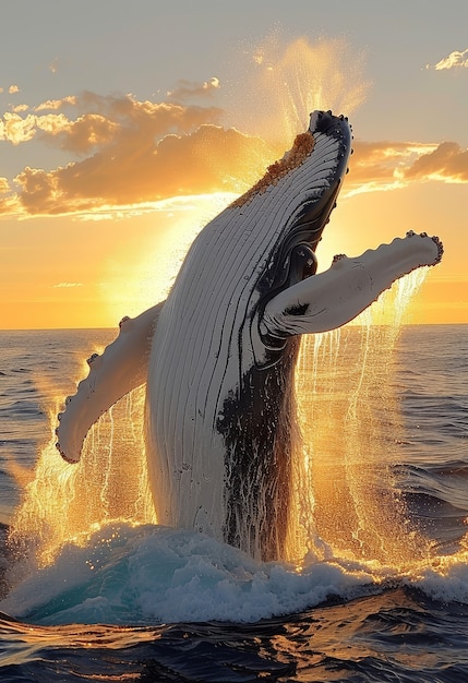 Free photo beautiful whale crossing the ocean